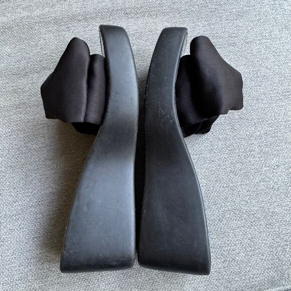 Kate Spade Bikini Bow Platform Wedges Slip-on Sandal Black Women's Sz 8.5 - Picture 8 of 11